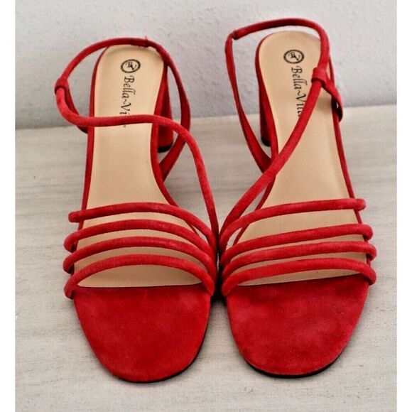 Bella Vita Women's Sz 12 N Red Zariah Block Heel Leather Slingback Sandals - Picture 1 of 8